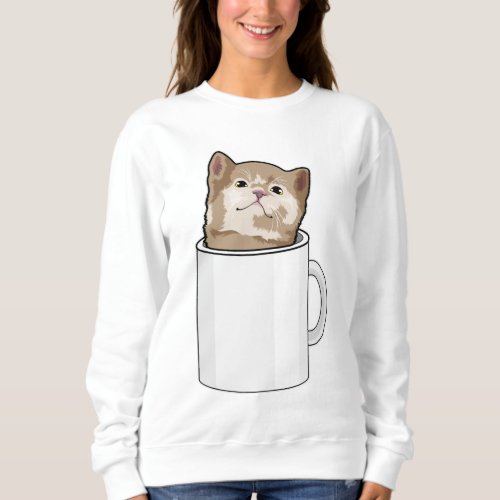 Cat with Coffee mug Sweatshirt
