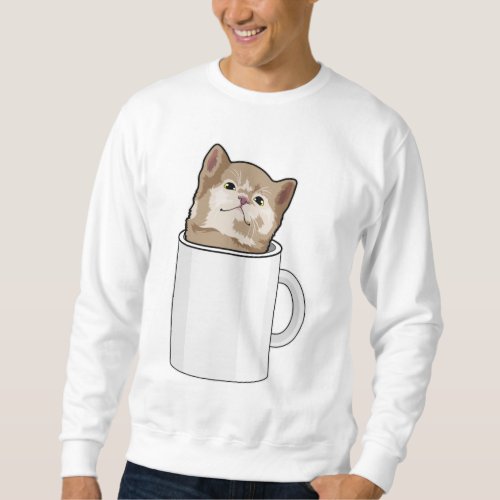 Cat with Coffee mug Sweatshirt