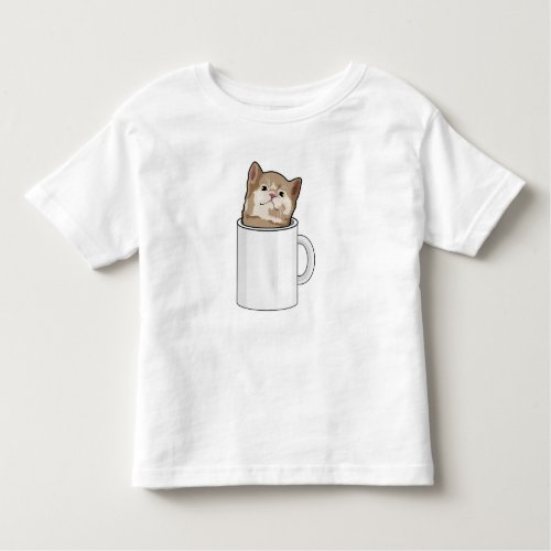 Cat with Coffee mug Toddler T_shirt