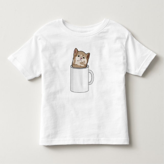 Cat with Coffee mug Toddler T-shirt (Front)