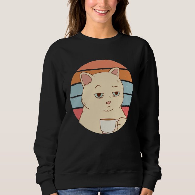 Cat with Coffee Sweatshirt (Front)