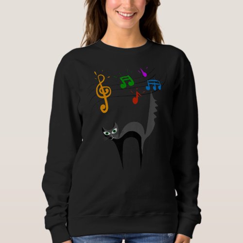 Cat With Colorful Musical Notes Cat Kitty Playing  Sweatshirt