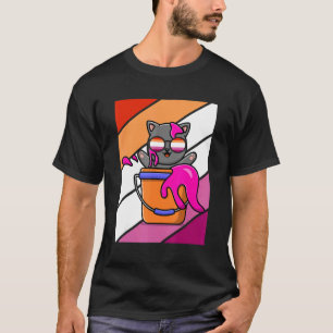Cat With Colors Pride Lesbian Flag LGBTQ Proud All T-Shirt