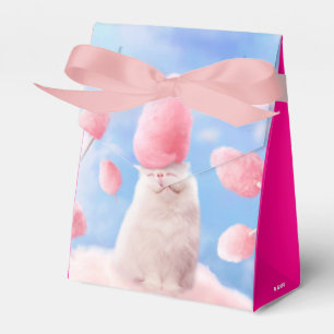Cat With Cotton Candy Hair Favor Boxes