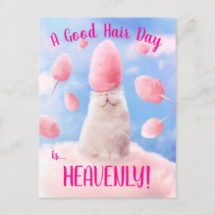Cat With Cotton Candy Hair Invitation Postcard