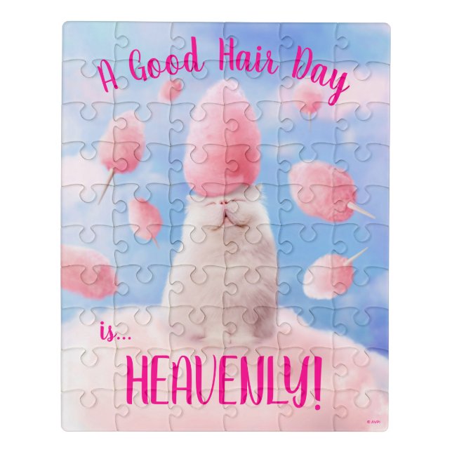 Cat With Cotton Candy Hair Jigsaw Puzzle (Puzzle Vertical)