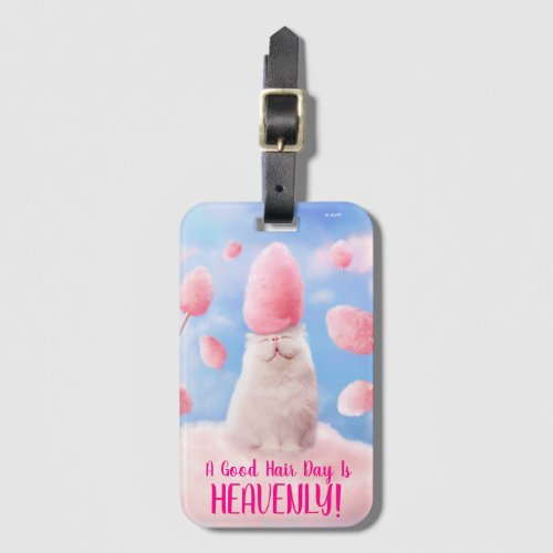 Cat With Cotton Candy Hair Luggage Tag