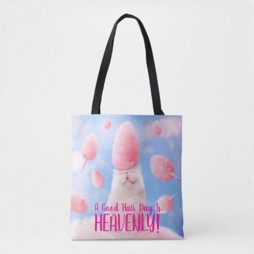 Cat With Cotton Candy Hair Tote Bag