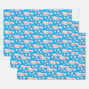 Cat With Cotton Candy Hair Wrapping Paper Sheets