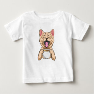 Cat with cup of coffee baby T-Shirt