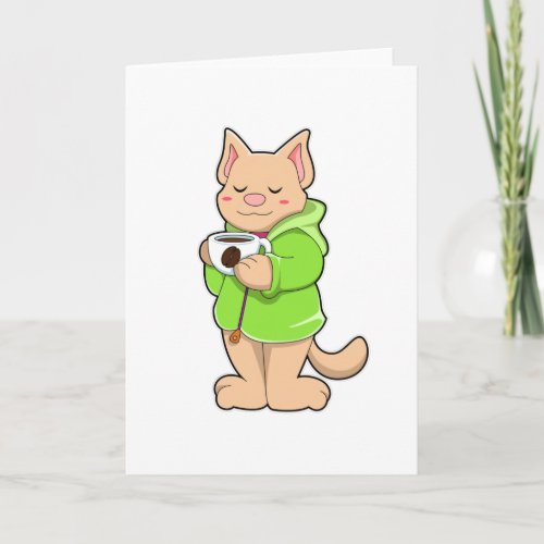 Cat with Cup of Coffee  Pajamas Card