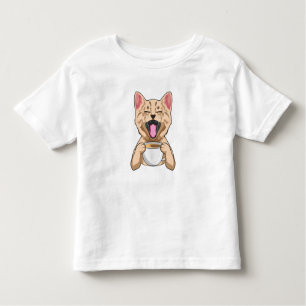 Cat with cup of coffee toddler t-shirt