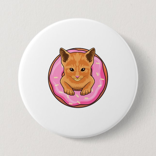 Cat with Donut Button (Front)