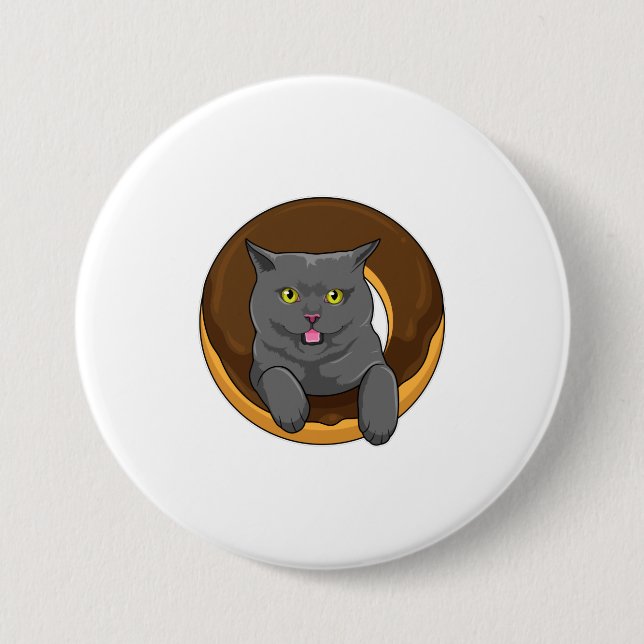 Cat with Donut Button (Front)