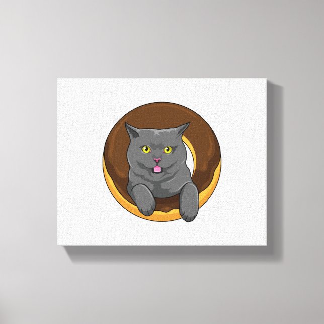 Cat with Donut Canvas Print (Front)