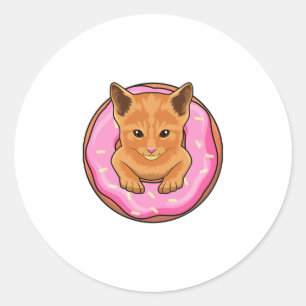 Cat with Donut Classic Round Sticker