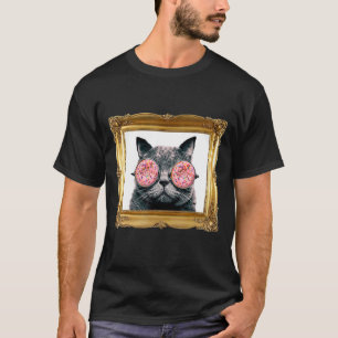 Cat with Donut Sunglasses Kitten Sweet Food T-Shirt