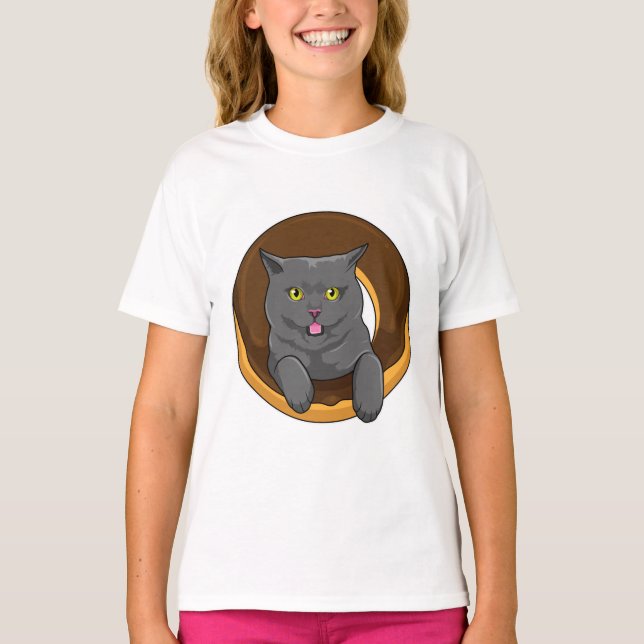 Cat with Donut T-Shirt (Front)