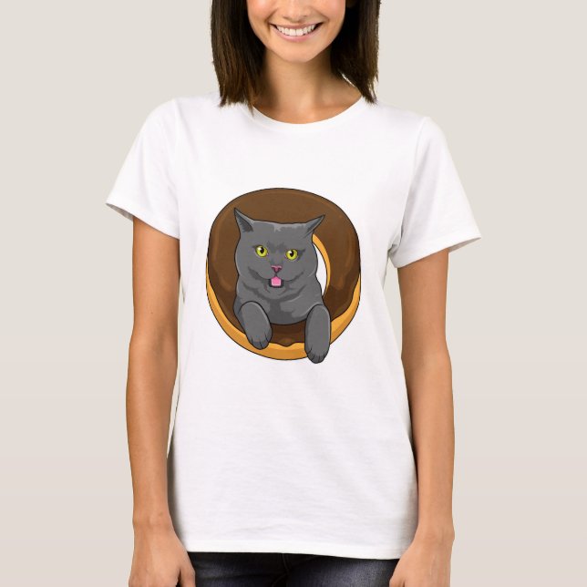 Cat with Donut T-Shirt (Front)