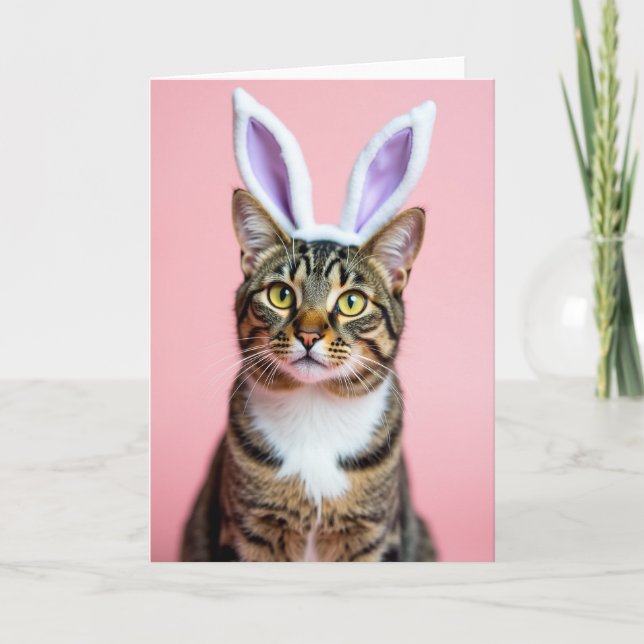 Cat With Ears Novelty Card (Front)