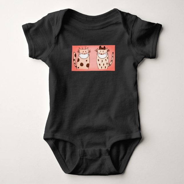 CAT WITH FACE MASK BABY BODY SUIT BODYSUIT (Front)