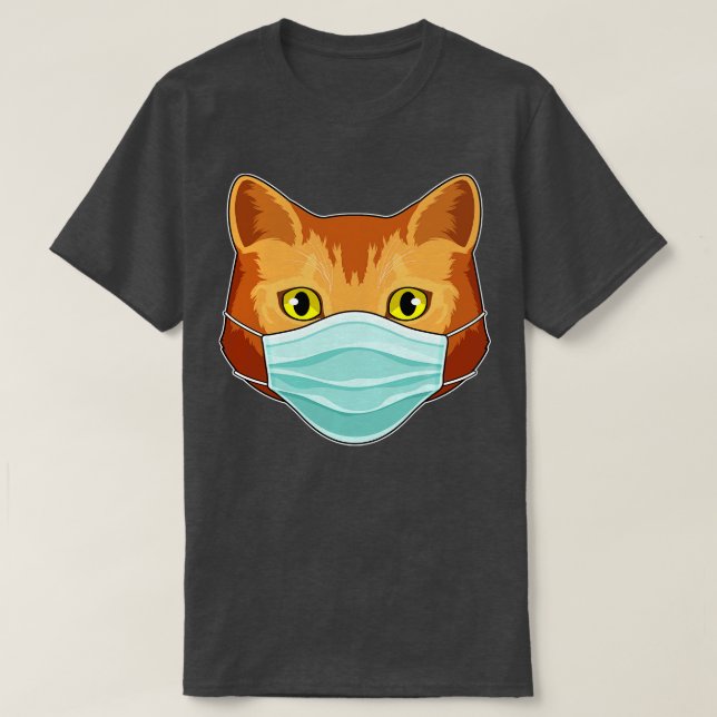 Cat With Face Mask  T-Shirt (Design Front)