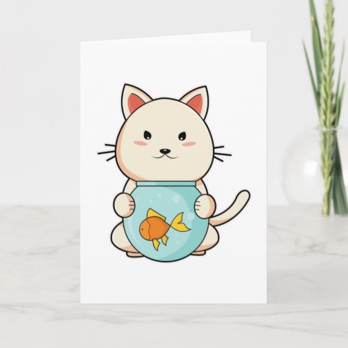 Cat with Fish in Glass Card