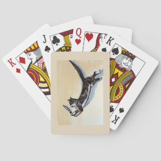 cat with fish playing cards