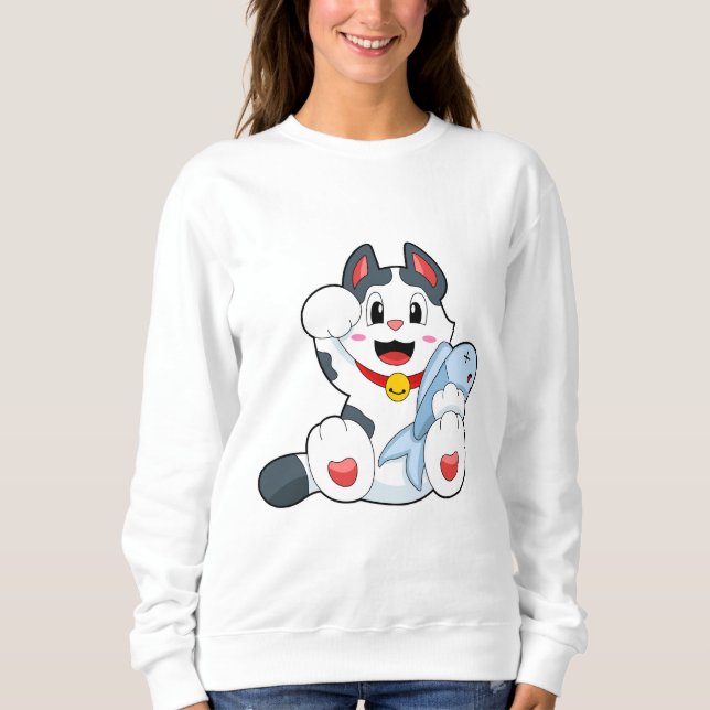 Cat with Fish Sweatshirt (Front)