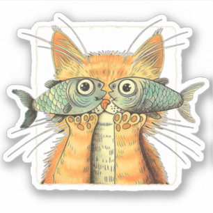 Cat with Fisheyes Kitten Funny Cat Parody Sticker