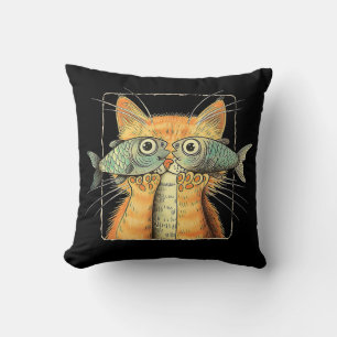 Cat with Fisheyes Kitten Funny Cat Parody Throw Pillow
