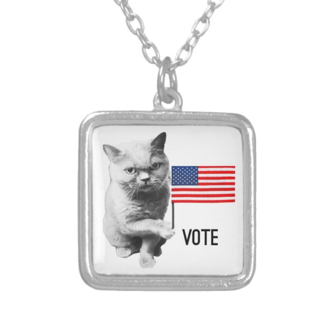 Cat with Flag vote necklace (Front)