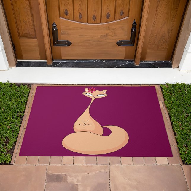 Cat with Flower Cute Kawaii Kitty Doormat (Creator Uploaded)