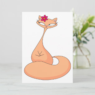 Cat with Flower Cute Kawaii Kitty Invitation