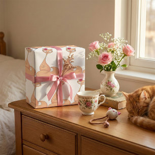 Cat with Flower Cute Kawaii Kitty Wrapping Paper