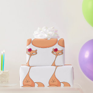 Cat with Flower Cute Kawaii Kitty Wrapping Paper