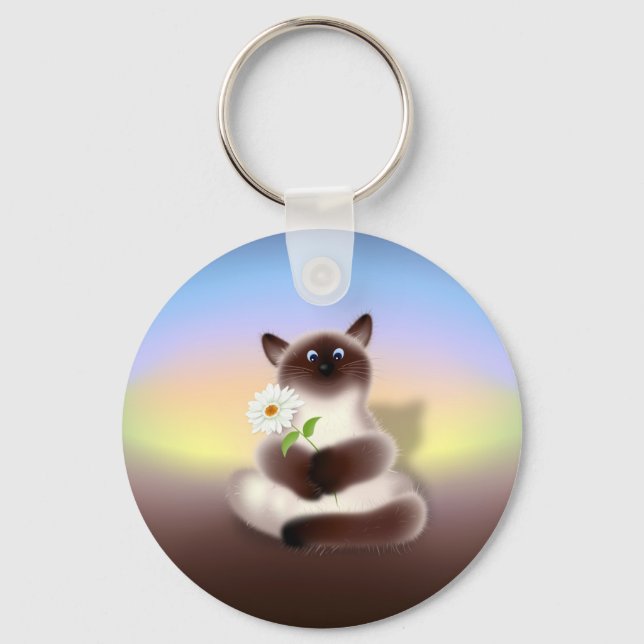 Cat with Flower Keychain (Front)