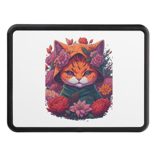cat with flowers  2 hitch cover