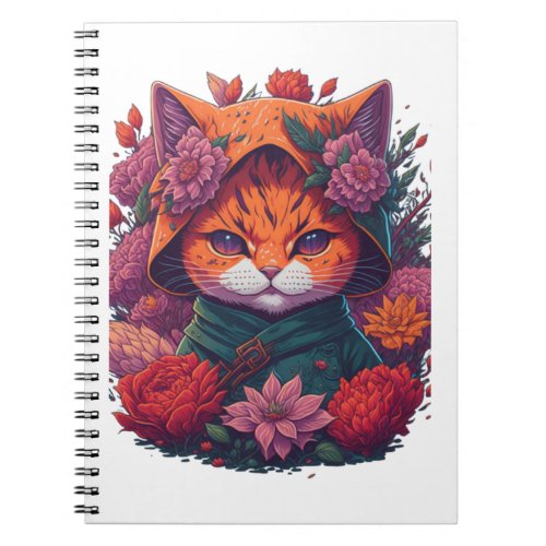 cat with flowers  2 notebook