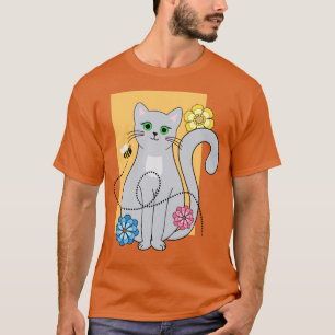 Cat with flowers and a Bee T-Shirt