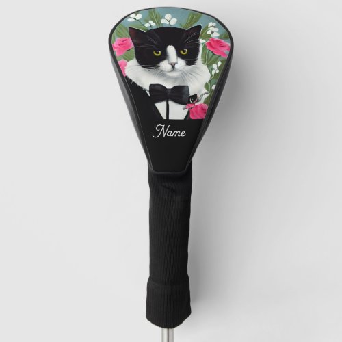 Cat with flowers for cat lovers golf head cover