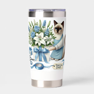 Cat with Flowers for Father's Day Gift for Dad Insulated Tumbler
