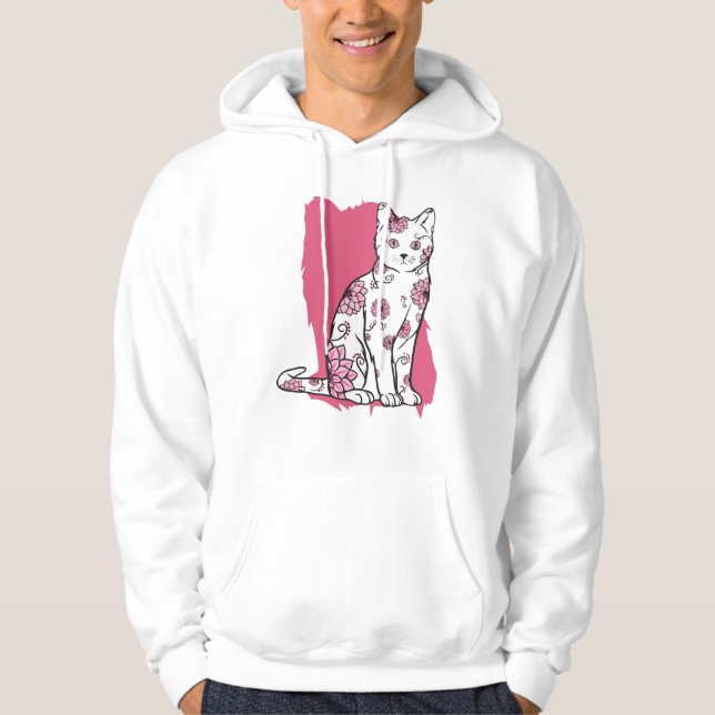 Cat with Flowers Hoodie (Front)