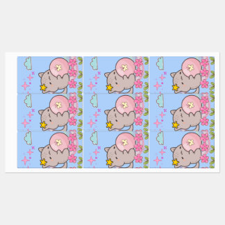 cat with flowers labels