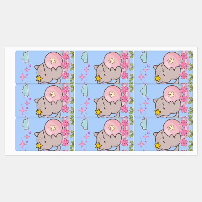 cat  with flowers labels (Sheet)