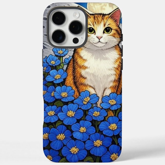 Cat with Flowers Phone Case - Floral Feline Cover (Back)
