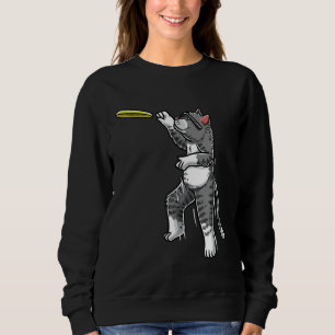 Cat With Flying Frisbee Disc Golf Frisbee Player T Sweatshirt