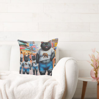 Cat with friends in Thailand Throw Pillow