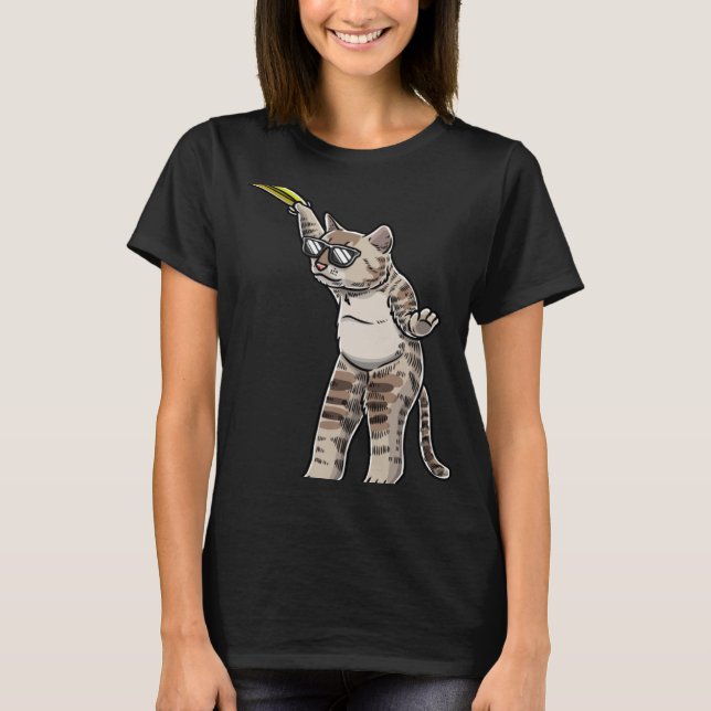 Cat With Frisbee Disc Frisbee Player Thrower Disc  T-Shirt (Front)