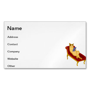Cat with gadget clipart business card magnet